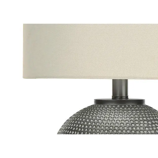 Alt view image 4 of 5 - Lighting, 19"H, Table Lamp, Grey Resin, Ivory / Cream Shade, Modern