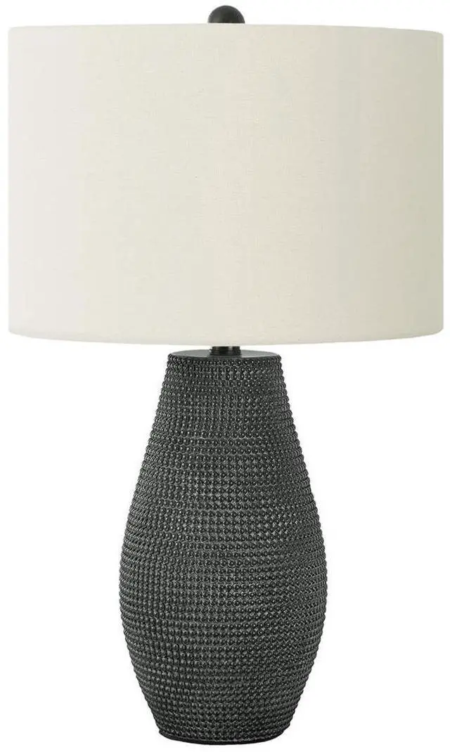 Main image of Lighting, 24"H, Table Lamp, Black Resin, Ivory / Cream Shade, Contemporary