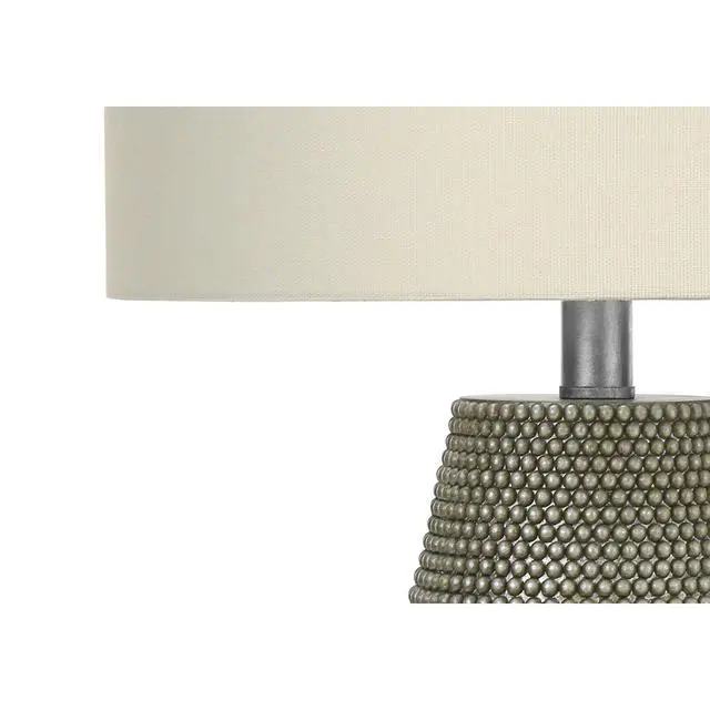 Alt view image 5 of 5 - Lighting, 24"H, Table Lamp, Grey Resin, Ivory / Cream Shade, Contemporary