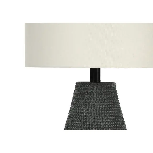 Alt view image 4 of 5 - Lighting, 24"H, Table Lamp, Black Resin, Ivory / Cream Shade, Contemporary