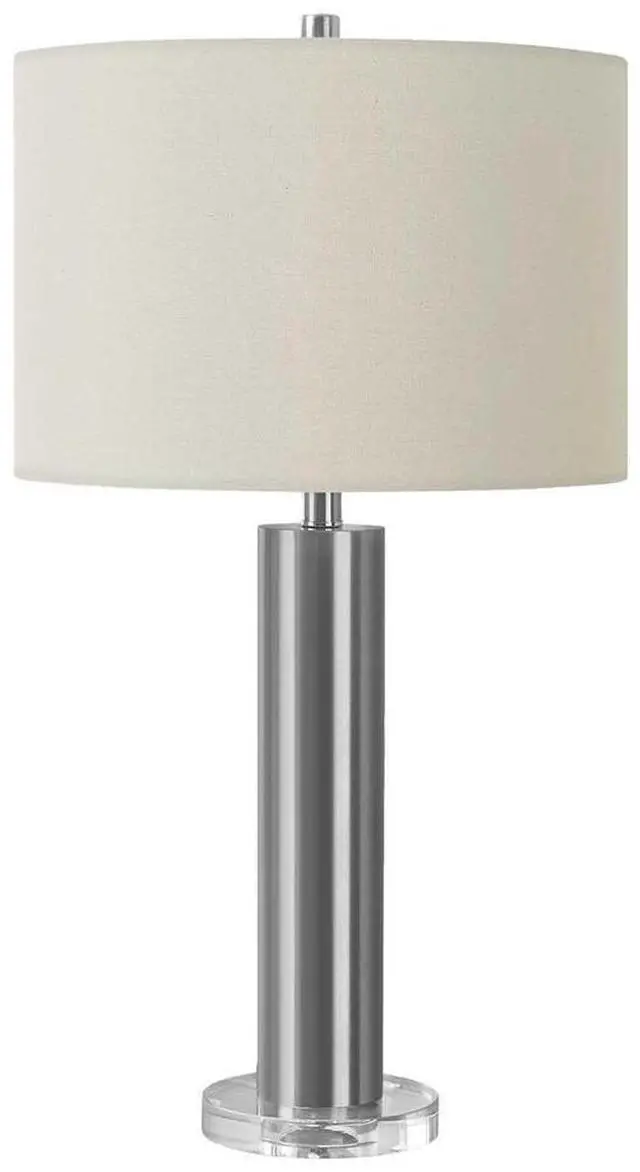 Main image of Lighting, 28"H, Table Lamp, Nickel Metal, Ivory / Cream Shade, Contemporary