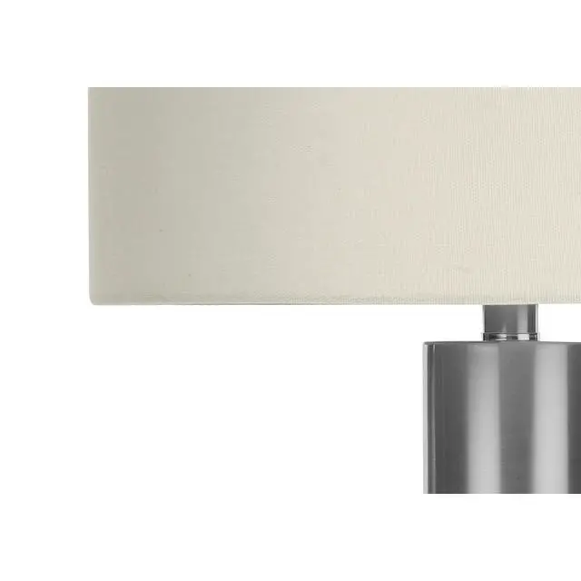 Alt view image 5 of 5 - Lighting, 28"H, Table Lamp, Nickel Metal, Ivory / Cream Shade, Contemporary