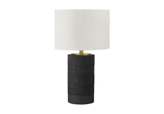 Alt view image 2 of 7 - Lighting, 24"H, Table Lamp, Black Resin, Ivory / Cream Shade, Contemporary
