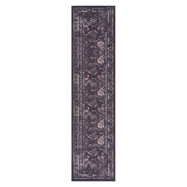 Alt view image 2 of 7 - Black Washable Rug 120*30 inch Runner Rug (Black+Burgundy, 120*30 inch)