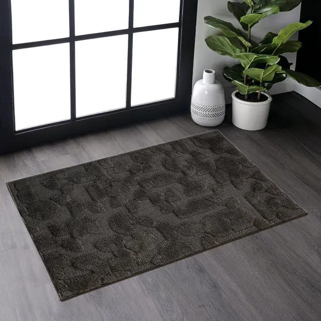 Main image of Step Collection High-Low Brown Indoor Area Rug, 36*24 inch, Modern, Contemporary, Geometric, Bohemian, Bedroom, Kitchen, Living Room, Doormat, Non Shedding Carpet