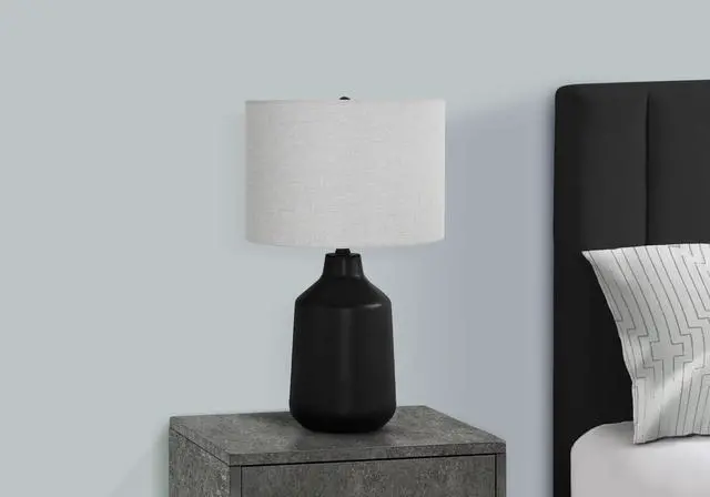 Alt view image 5 of 7 - Lighting, 24"H, Table Lamp, Black Concrete, Grey Shade, Contemporary