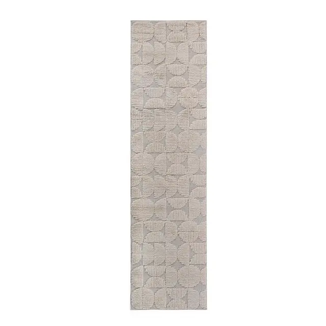 Alt view image 2 of 7 - Step Collection High-Low Beige Indoor Runner Rug, 96*26 inch, Modern, Contemporary, Geometric, Bohemian, Bedroom, Kitchen, Living Room, Hallway, Non Shedding Carpet