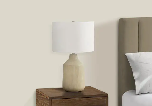 Alt view image 3 of 7 - Lighting, 24"H, Table Lamp, Beige Concrete, Ivory / Cream Shade, Contemporary