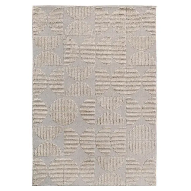 Alt view image 2 of 7 - Step Collection High-Low Beige Indoor Area Rug, 90*63 inch, Modern, Contemporary, Geometric, Bohemian, Bedroom, Kitchen, Living Room, Non Shedding Carpet