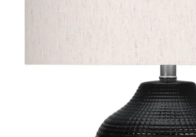 Alt view image 3 of 7 - Lighting, 26"H, Table Lamp, Black Ceramic, Ivory / Cream Shade, Contemporary