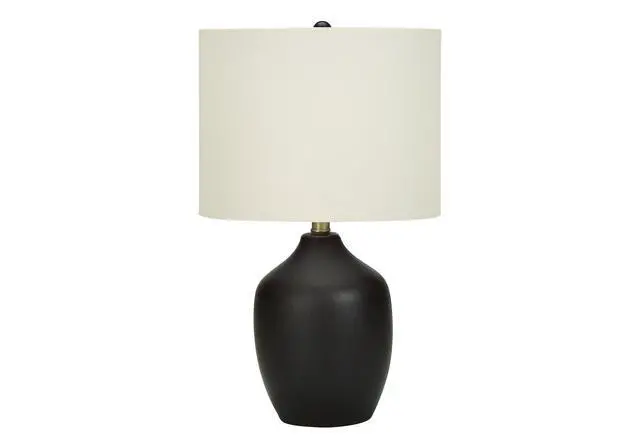 Alt view image 2 of 7 - Lighting, 22"H, Table Lamp, Black Ceramic, Ivory / Cream Shade, Transitional