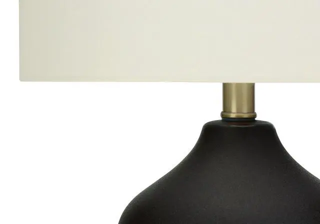 Alt view image 4 of 7 - Lighting, 22"H, Table Lamp, Black Ceramic, Ivory / Cream Shade, Transitional