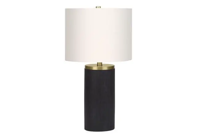 Alt view image 2 of 7 - Lighting, 24"H, Table Lamp, Black Concrete, Ivory / Cream Shade, Modern