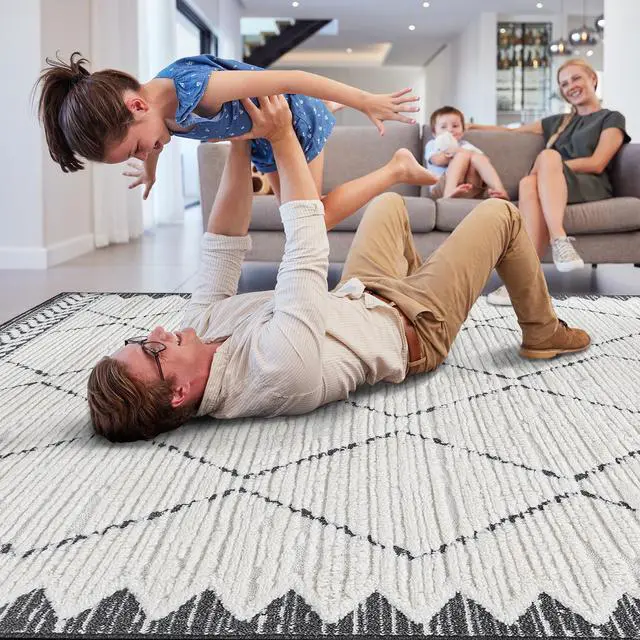 Alt view image 7 of 7 - Step Collection High-Low Trellis Cream/Anthracite Indoor Runner Rug, 96*26 inch, Modern, Contemporary, Geometric, Bohemian, Bedroom, Kitchen, Living Room, Hallway, Non Shedding Carpet