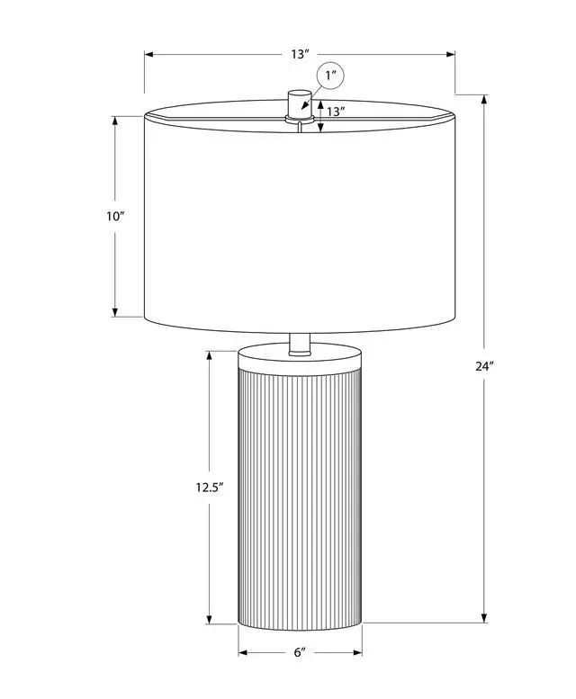 Alt view image 6 of 7 - Lighting, 24"H, Table Lamp, Black Concrete, Ivory / Cream Shade, Modern