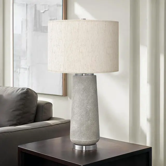 Alt view image 2 of 5 - Lighting, 29"H, Table Lamp, Grey Resin, Ivory / Cream Shade, Modern