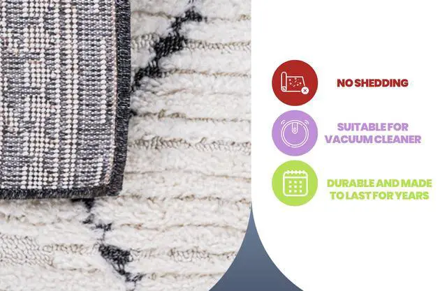Alt view image 7 of 7 - Step Collection High-Low Trellis Cream/Anthracite Indoor Area Rug, 144*108 inch, Modern, Contemporary, Geometric, Bohemian, Bedroom, Kitchen, Living Room, Non Shedding Carpet