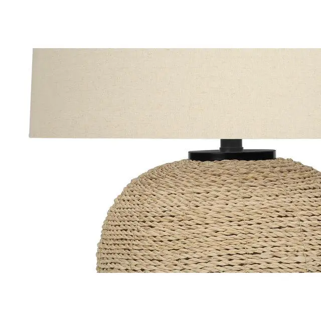 Alt view image 5 of 5 - Lighting, 25"H, Table Lamp, Rattan, Beige Shade, Transitional