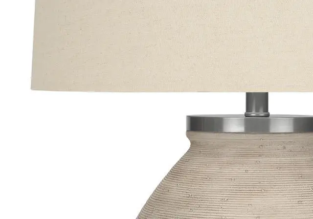 Alt view image 3 of 7 - Lighting, 25"H, Table Lamp, Cream Concrete, Beige Shade, Contemporary