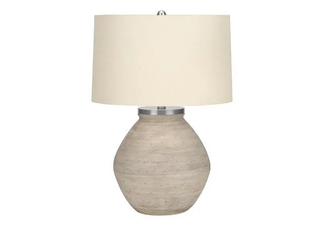 Alt view image 2 of 7 - Lighting, 25"H, Table Lamp, Cream Concrete, Beige Shade, Contemporary