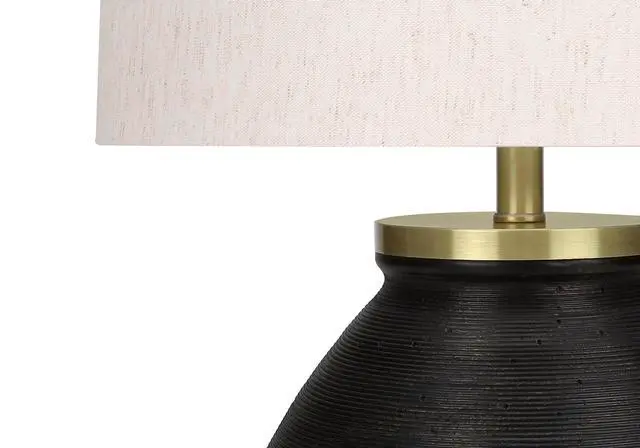 Alt view image 7 of 7 - Lighting, 25"H, Table Lamp, Black Concrete, Ivory / Cream Shade, Contemporary