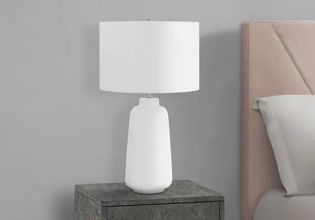 Alt view image 6 of 7 - Lighting, 26"H, Table Lamp, Cream Ceramic, Ivory / Cream Shade, Modern