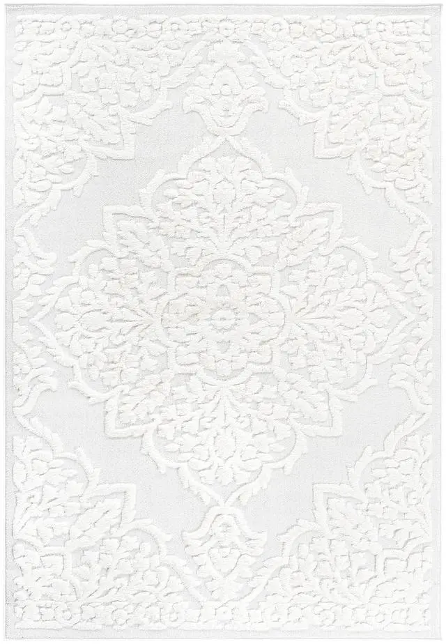 Alt view image 2 of 7 - Step Collection High-Low Medallion Cream/Cream Indoor Area Rug, 90*63 inch, Modern, Contemporary, Geometric, Bohemian, Bedroom, Kitchen, Living Room, Non Shedding Carpet