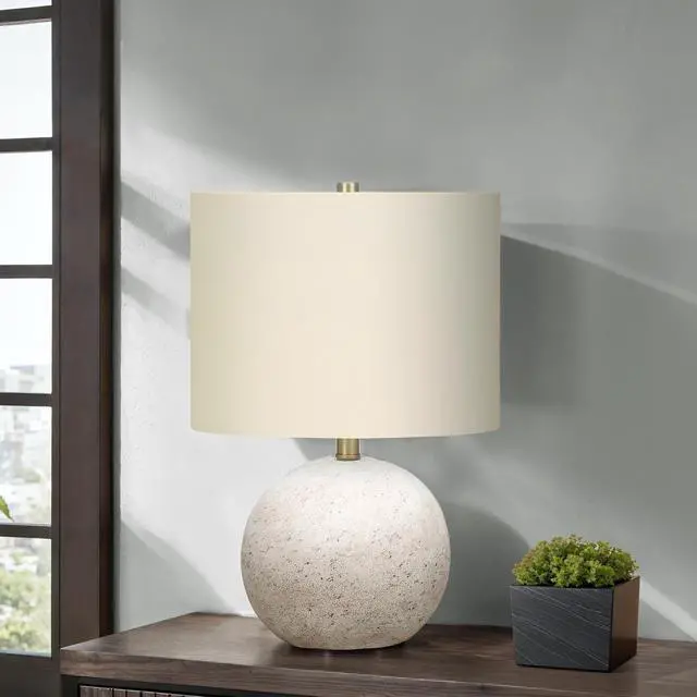 Alt view image 2 of 5 - Lighting, 20"H, Table Lamp, Grey Concrete, Ivory / Cream Shade, Contemporary