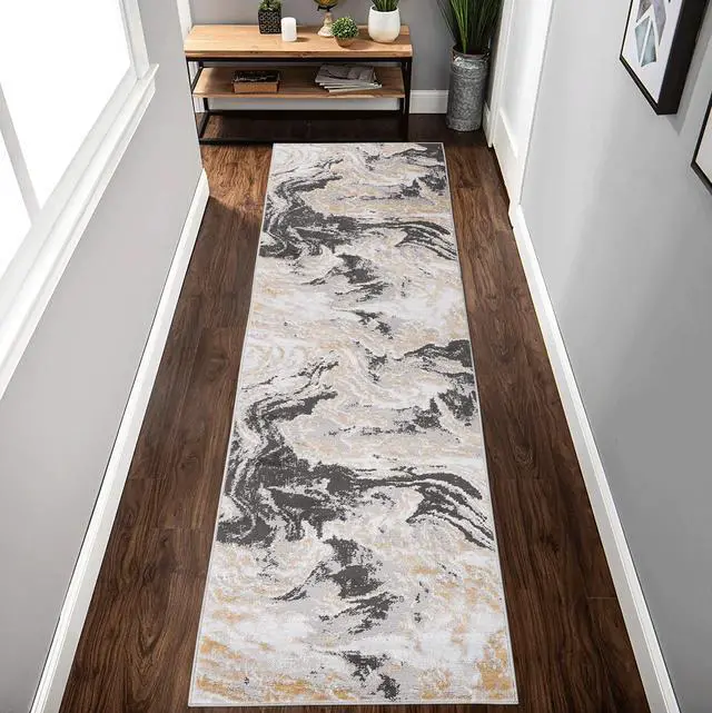 Main image of Collection 96*26 inch Grey / Abstract Runner Rug