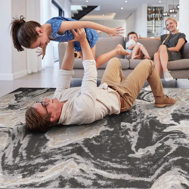 Alt view image 4 of 5 - Collection 36*24 inch Grey / Abstract Doormat Rug