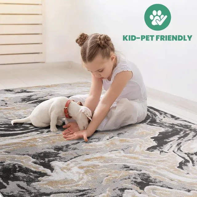 Alt view image 3 of 5 - Collection 96*26 inch Grey / Abstract Runner Rug