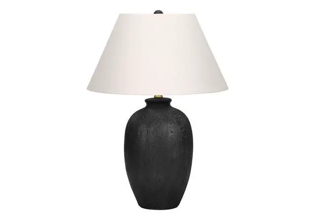 Alt view image 2 of 7 - Lighting, 24"H, Table Lamp, Black Ceramic, Ivory / Cream Shade, Modern