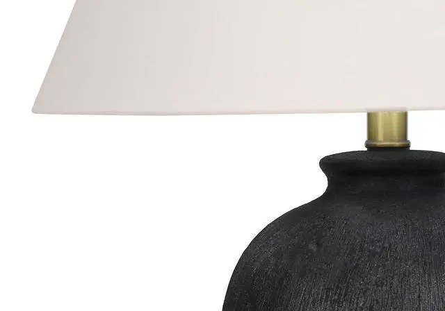 Alt view image 5 of 7 - Lighting, 24"H, Table Lamp, Black Ceramic, Ivory / Cream Shade, Modern