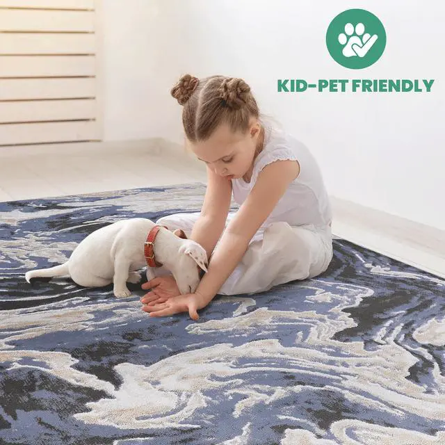 Alt view image 3 of 5 - Collection 36*24 inch L.Blue / Abstract Doormat Rug