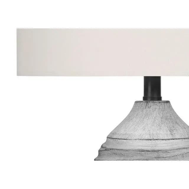 Alt view image 4 of 5 - Lighting, 27"H, Table Lamp, Grey Resin, Ivory / Cream Shade, Modern