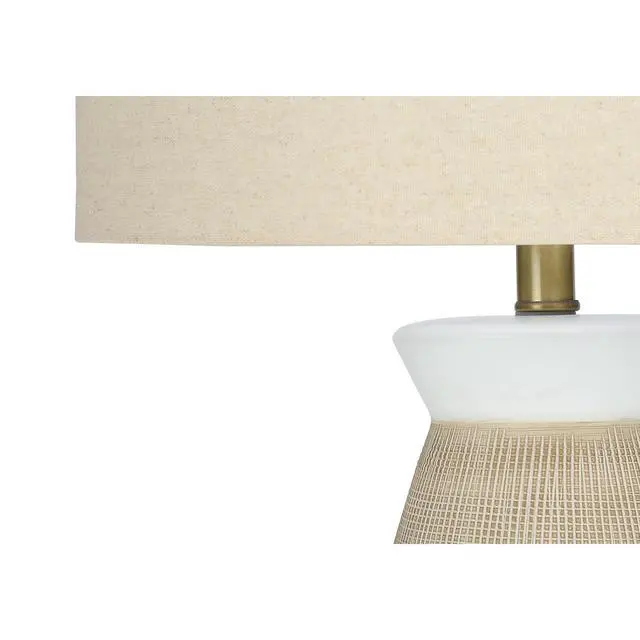 Alt view image 5 of 5 - Lighting, 27"H, Table Lamp, Cream Ceramic, Beige Shade, Contemporary
