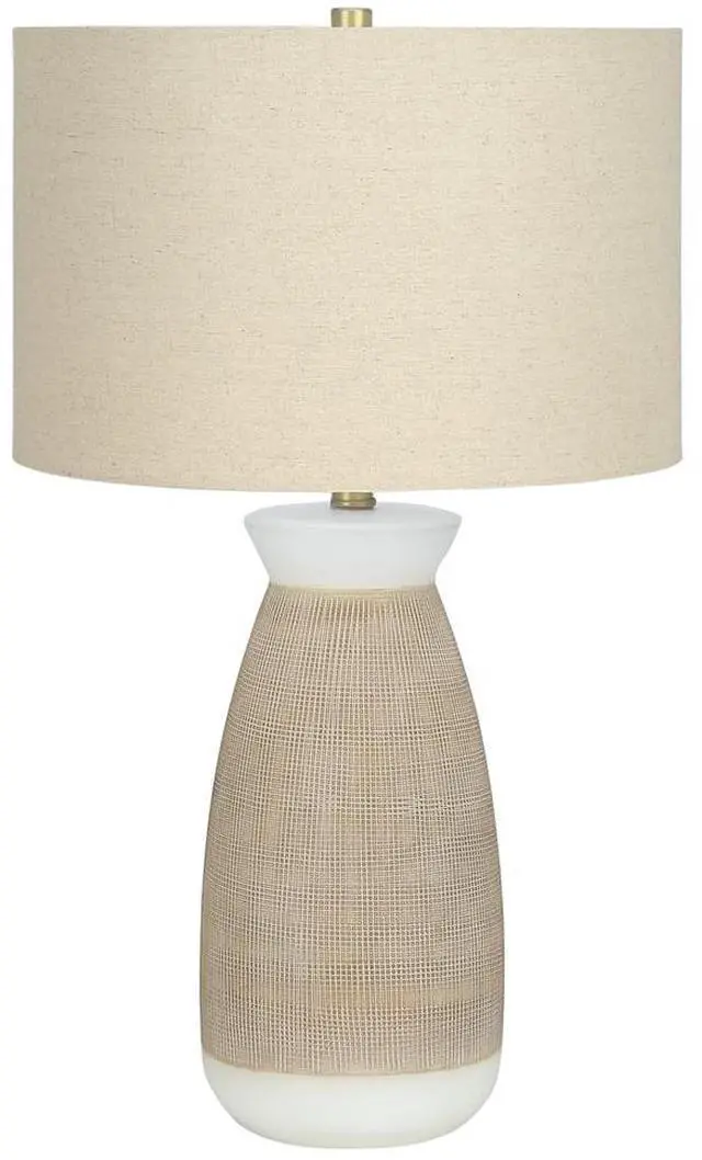 Main image of Lighting, 27"H, Table Lamp, Cream Ceramic, Beige Shade, Contemporary