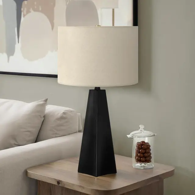 Alt view image 2 of 5 - Lighting, 27"H, Table Lamp, Black Resin, Beige Shade, Modern