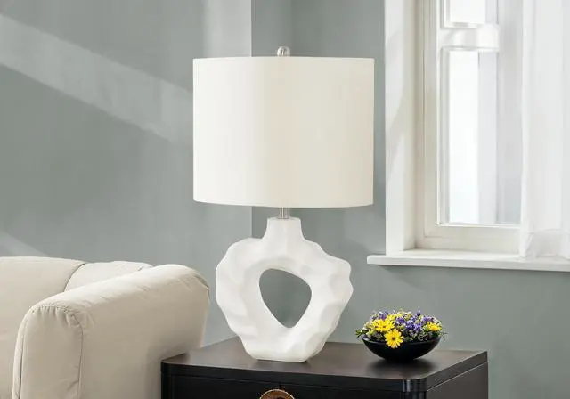 Main image of Lighting, 25"H, Table Lamp, Cream Resin, Ivory / Cream Shade, Modern