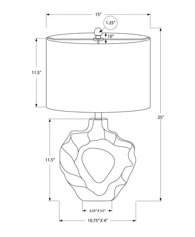 Alt view image 3 of 7 - Lighting, 25"H, Table Lamp, Cream Resin, Ivory / Cream Shade, Modern