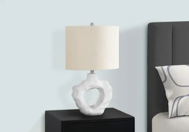 Alt view image 7 of 7 - Lighting, 25"H, Table Lamp, Cream Resin, Ivory / Cream Shade, Modern