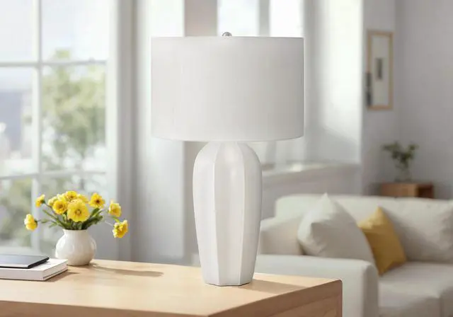 Main image of Lighting, 27"H, Table Lamp, Cream Ceramic, Ivory / Cream Shade, Modern
