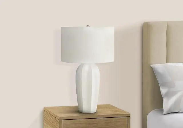 Alt view image 7 of 7 - Lighting, 27"H, Table Lamp, Cream Ceramic, Ivory / Cream Shade, Modern