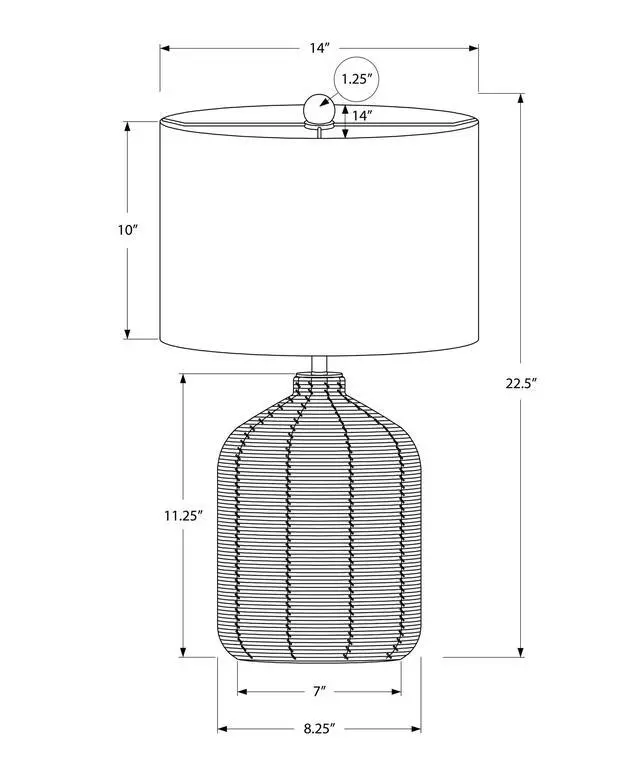 Alt view image 3 of 7 - Lighting, 23"H, Table Lamp, Black Rattan, Ivory / Cream Shade, Modern