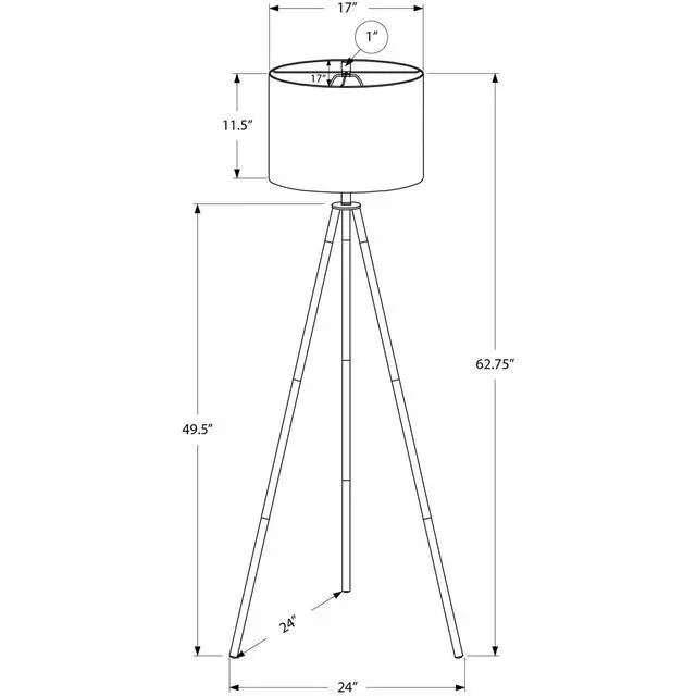 Alt view image 3 of 5 - Lighting, 63"H, Floor Lamp, Black Metal, Ivory / Cream Shade, Contemporary