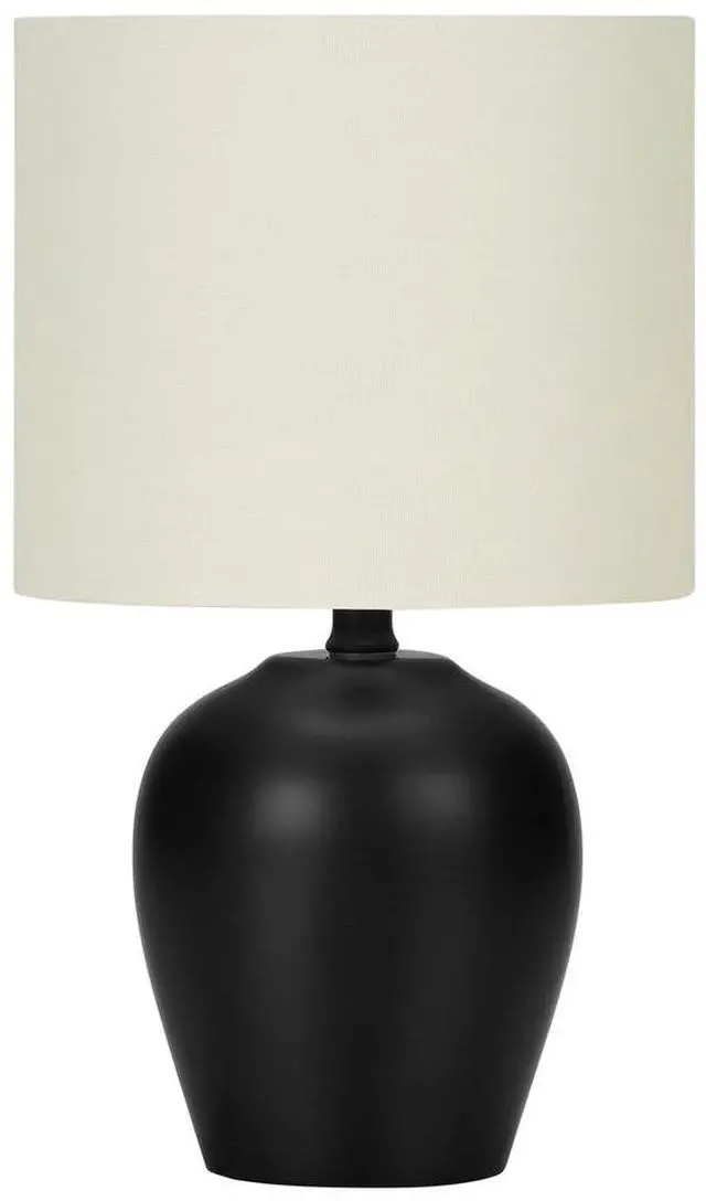 Main image of Lighting, 17"H, Table Lamp, Black Ceramic, Ivory / Cream Shade, Transitional