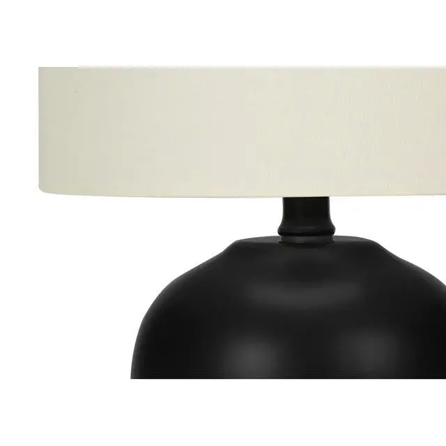 Alt view image 5 of 5 - Lighting, 17"H, Table Lamp, Black Ceramic, Ivory / Cream Shade, Transitional