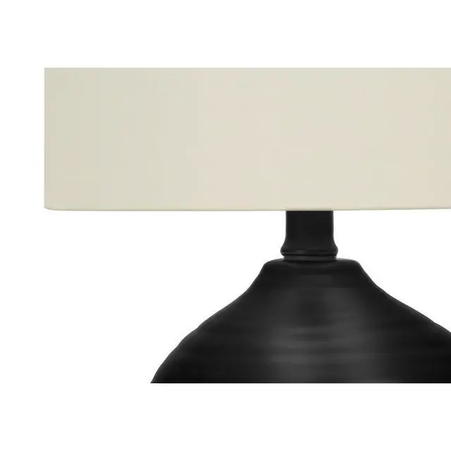 Alt view image 4 of 5 - Lighting, 17"H, Table Lamp, Black Ceramic, Ivory / Cream Shade, Transitional