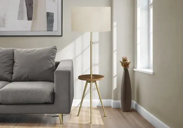 Main image of Lighting, Floor Lamp, 63"H, Gold Metal, Ivory / Cream Shade, Contemporary