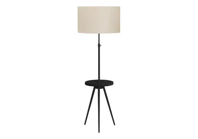 Alt view image 2 of 4 - Lighting, Floor Lamp, 63"H, Black Metal, Ivory / Cream Shade, Contemporary